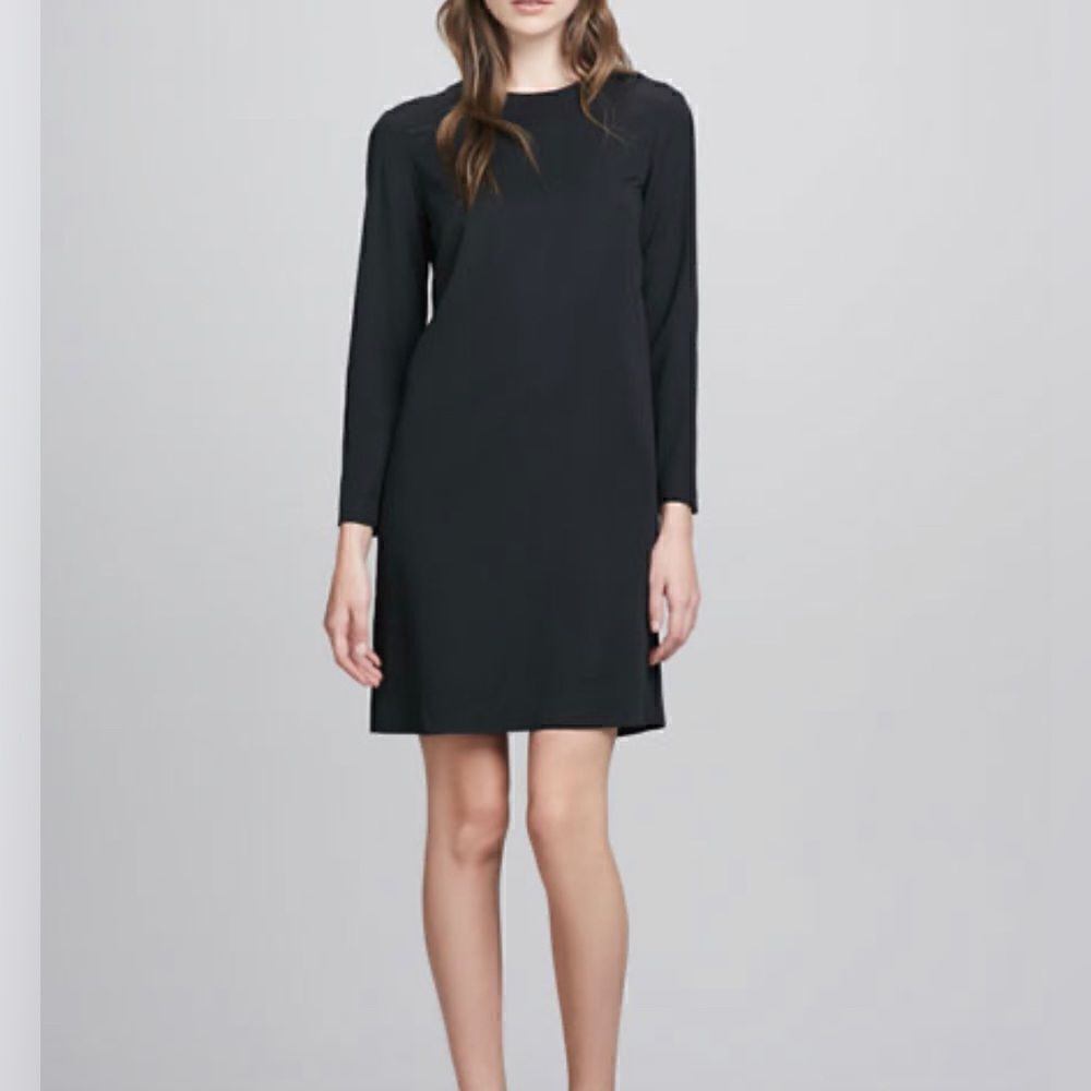 Theory Landain Black Slit Back Dress